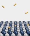 Hydrogen molecules above an ordered atomic surface, illustrating hydrogen interaction with materials used for energy storage and conversion.