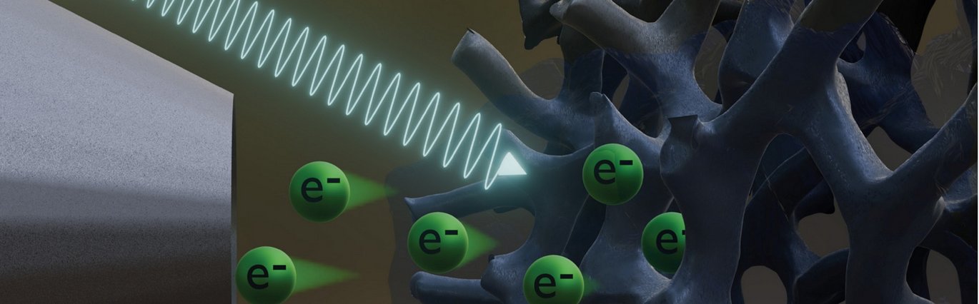 Cover image showing simplified nickel foam during simultaneous watersplitting experiments and XPS measurement.